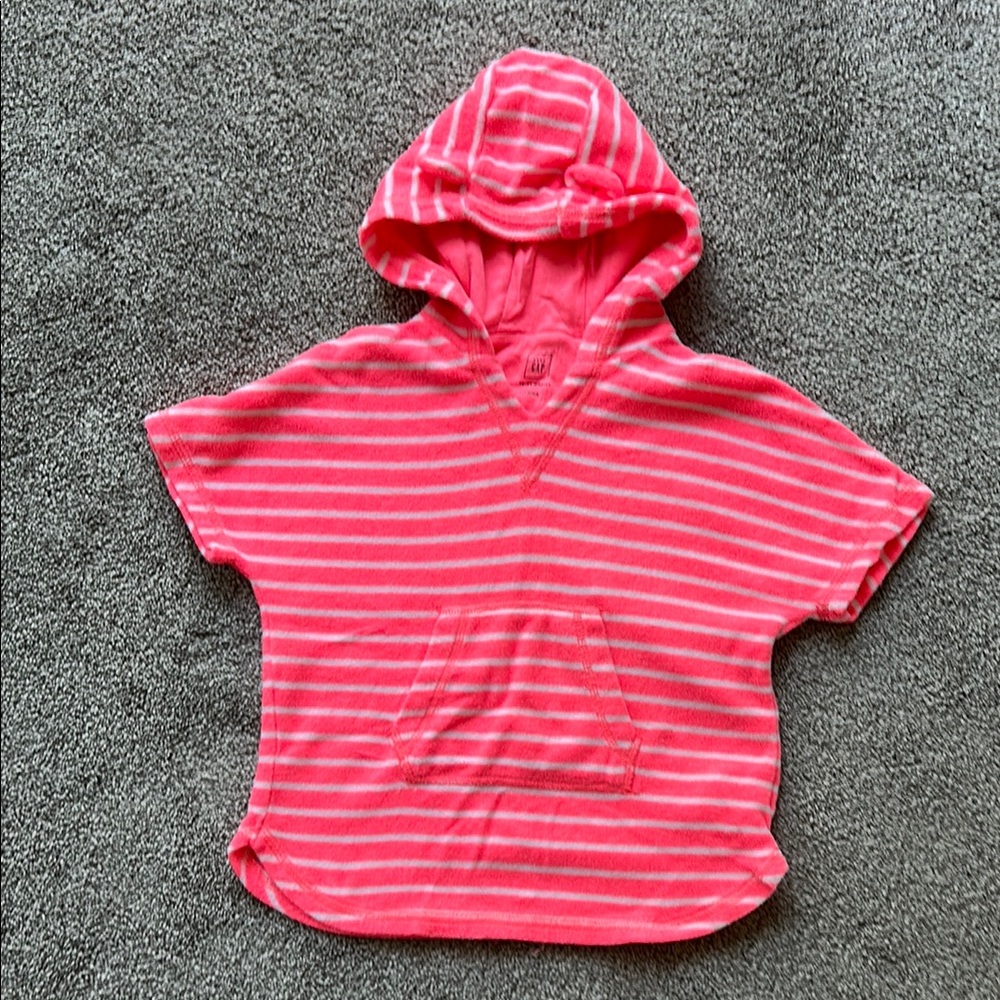 GAP Kids Pink and White Striped Terrycloth Swim Coverup